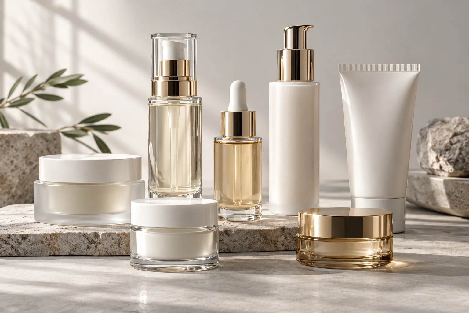 Cosmetic glass bottles, skincare jars, dispensing pumps and blank packaging