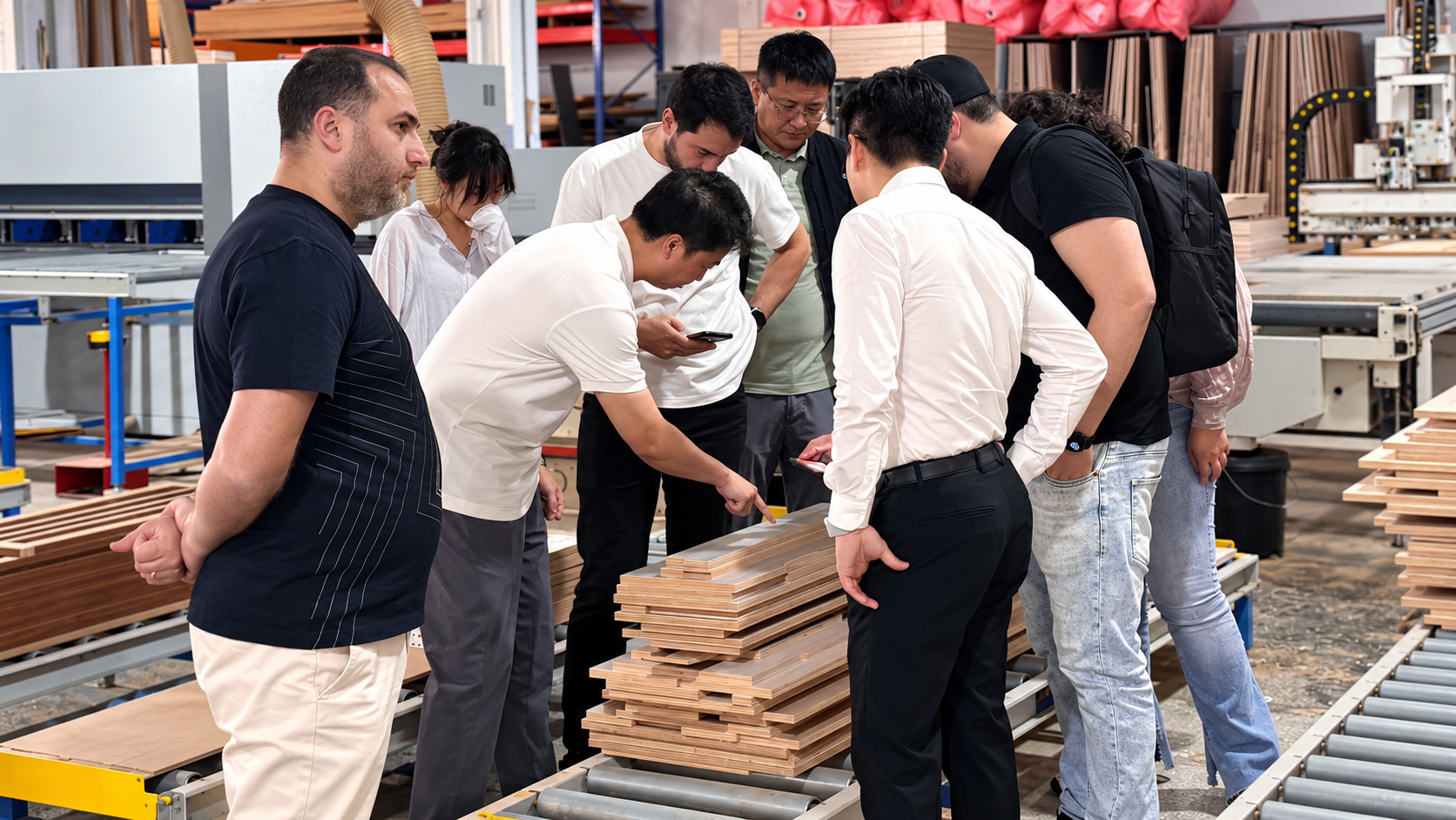 On-site review of factory production with clients